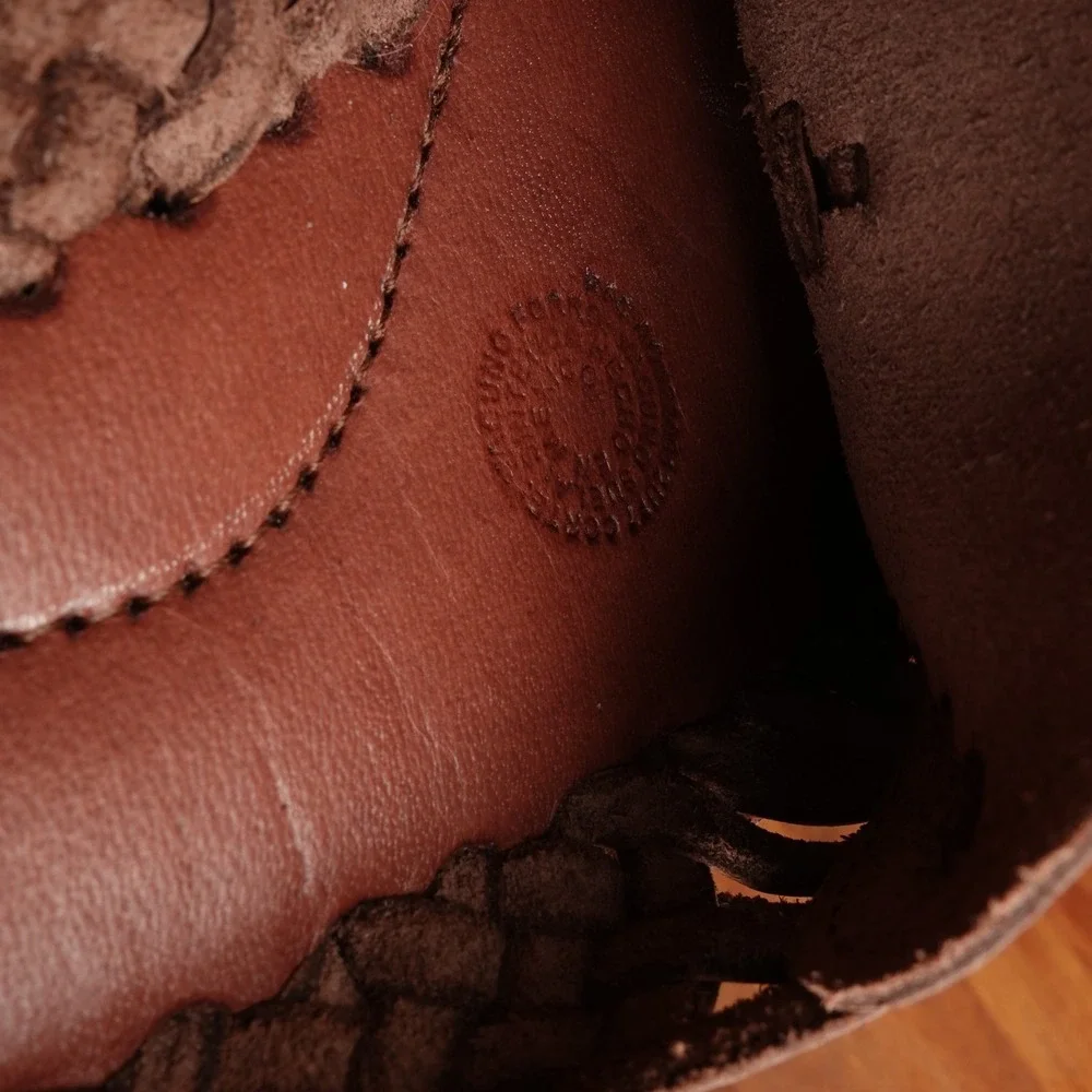 Woven Leather Espadrille Flats in Brown
